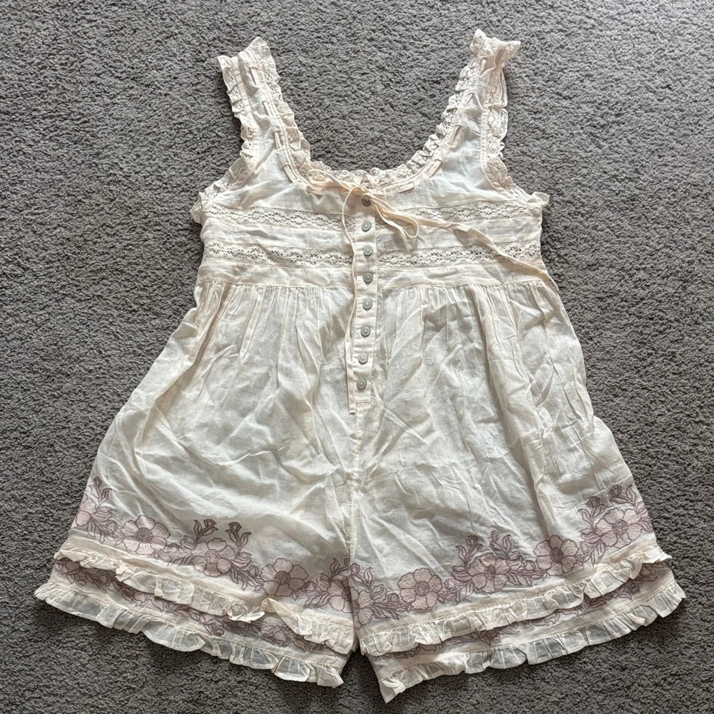 Free People Intimately Bali Sail Away Romper-Pearled Ivory Combo, S, NWOT - Picture 4 of 7